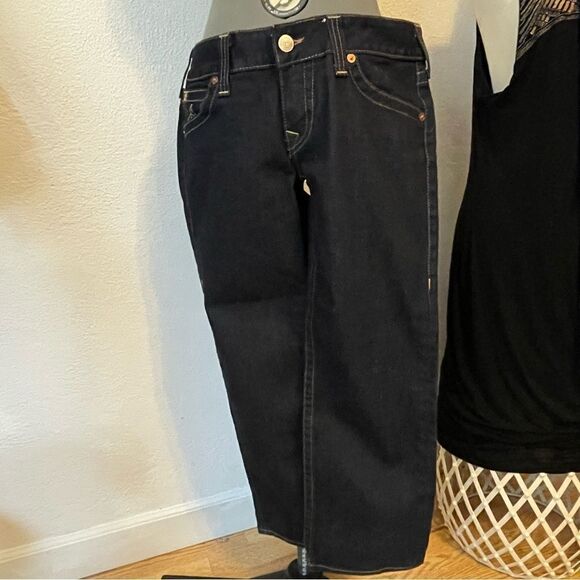 True Religion dark Wash cropped wide leg jeans - Picture 6 of 8